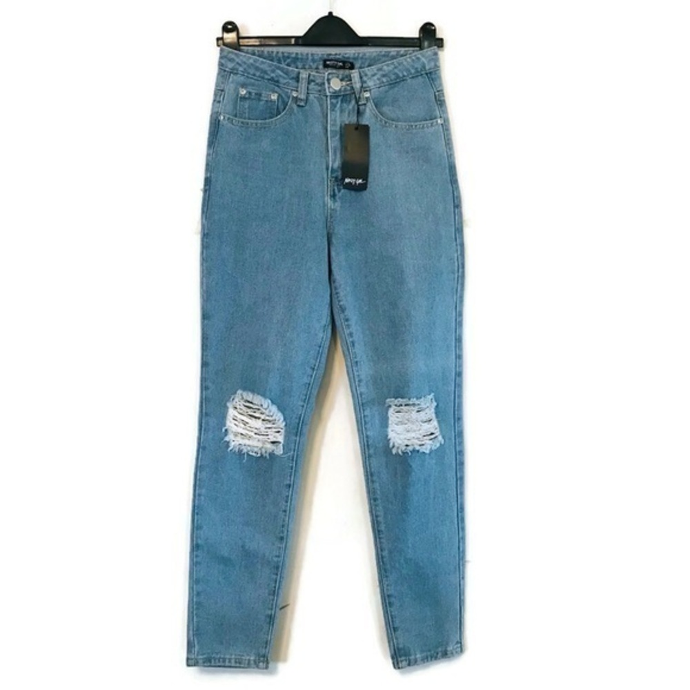 NWT Nasty Gal Distressed Mom’s the Word High Waisted Ripped Jeans Women’s 4 27
